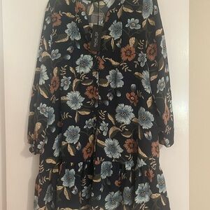 Rachel Zoe Navy Dress with Floral Pattern